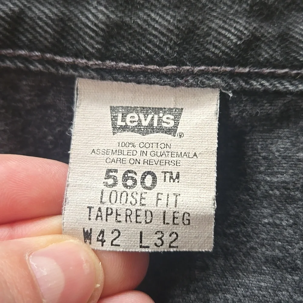 Vintage Usa Made Levis 560 Loose Fit Tapered Leg Black Denim Jeans 42x32